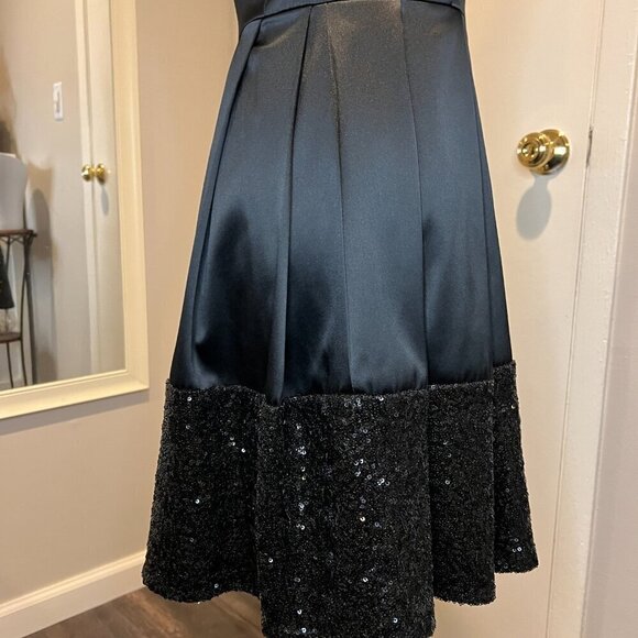 Taylor Black Fit and Flare Cocktail Dress with Sequined Bottom, Size 2 - Picture 9 of 15